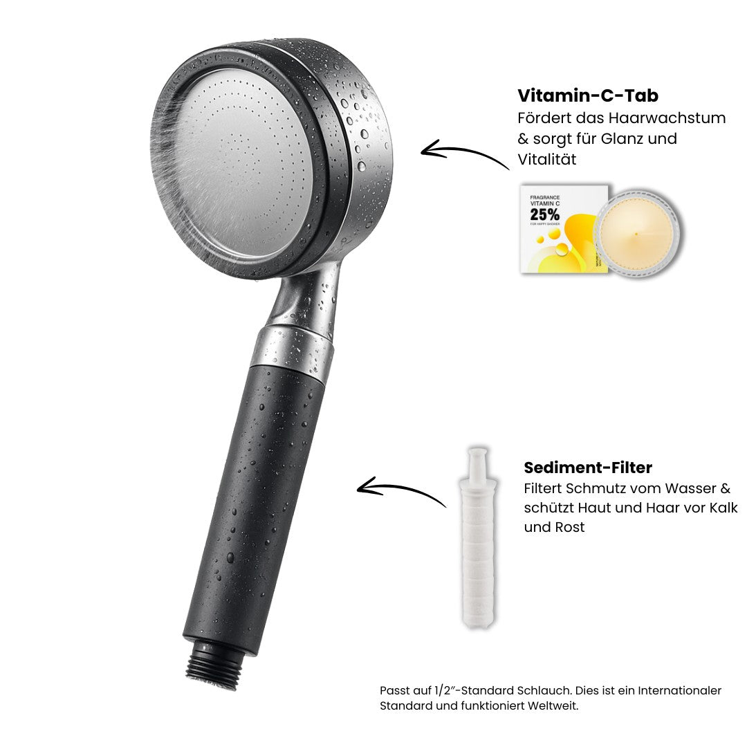 Elekshower Duschkopf mit Vitamin-C & Sedimentfilter