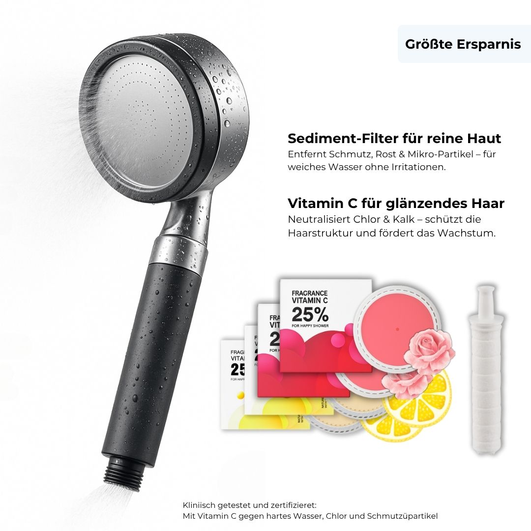 Elekshower Duschkopf mit Vitamin-C & Sedimentfilter
