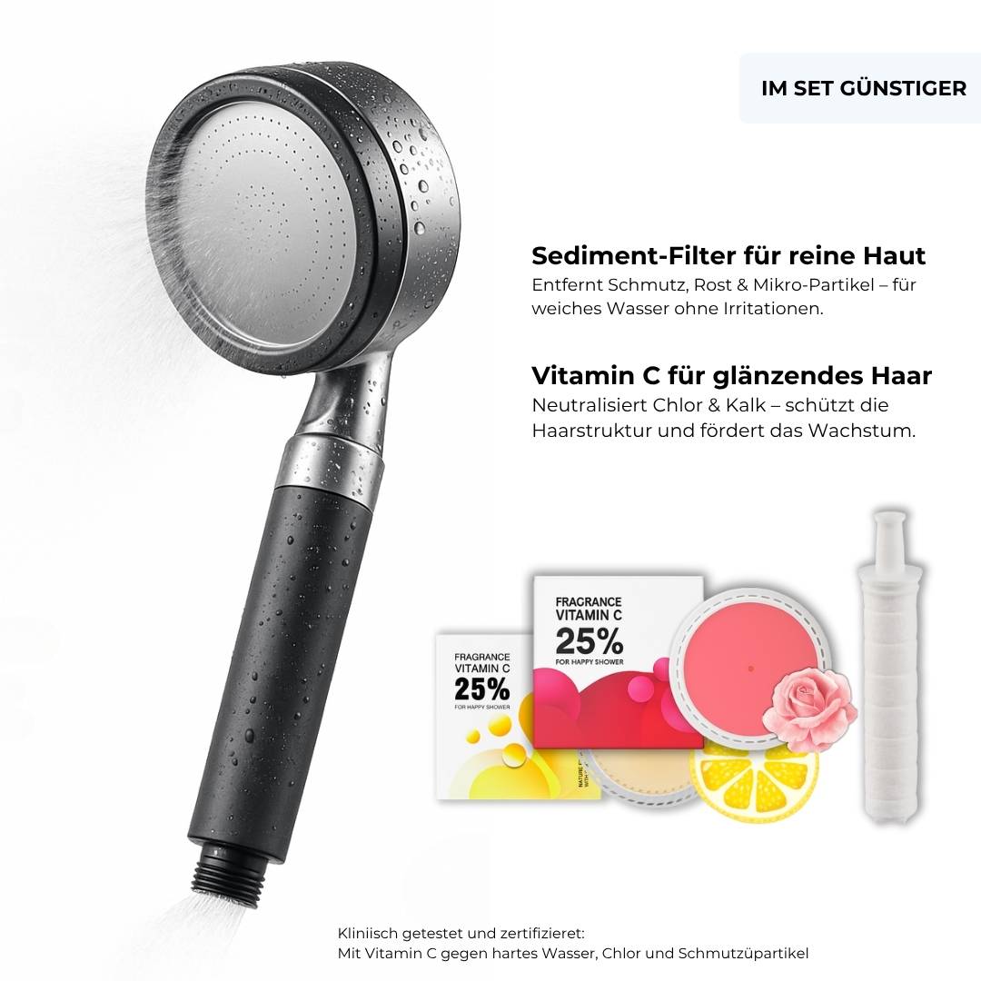 Elekshower Duschkopf mit Vitamin-C & Sedimentfilter