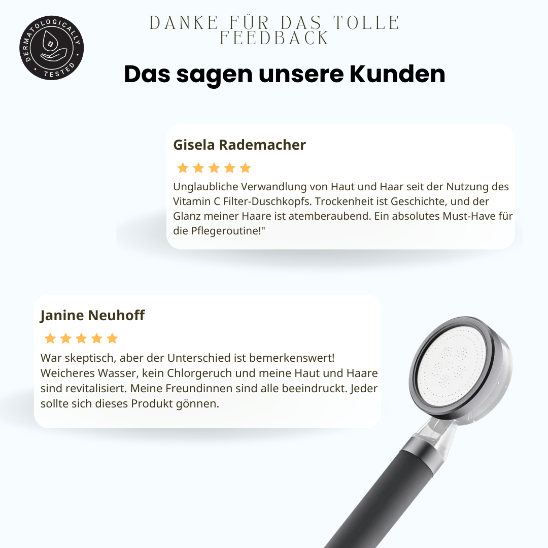 Elekshower Duschkopf mit Vitamin-C & Sedimentfilter